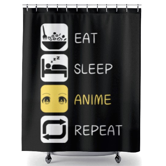 Eat Sleep Anime Repeat Japanese Culture Shower Curtains