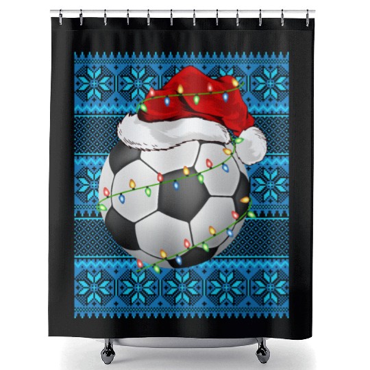 Football Christmas Lights Shower Curtains