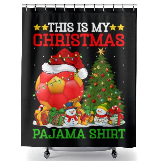 Handball Christmas Tree Lights Shower Curtains