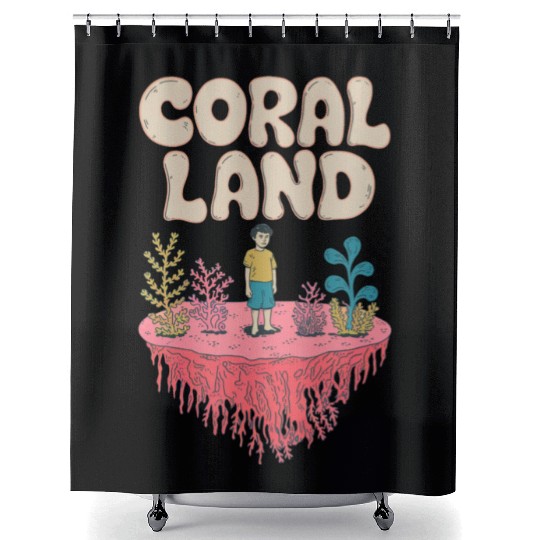 Rainbow Coral Land Shower Curtains
