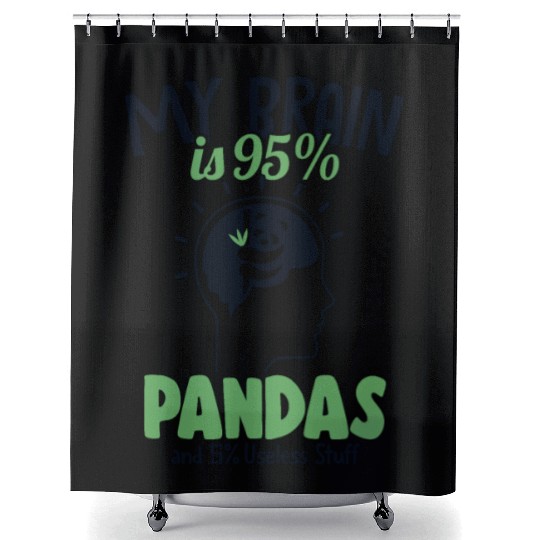 My Brain is 95% Pandas Panda Bear Friend Giant Shower Curtains