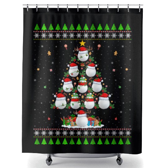 Golf Christmas Tree Shower Curtains