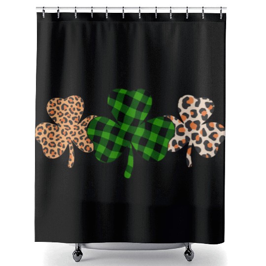 St Patricks Day Lucky Irish Green Plaid Shamrock Shower Curtains