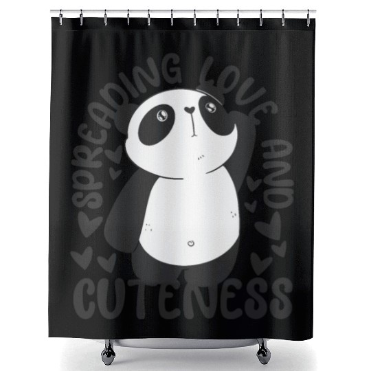 Spreading Love And Cuteness Panda Bear Friend Shower Curtains