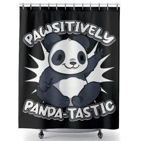 Pawsitively Panda-Tastic Panda Bear Friend Lover Shower Curtains