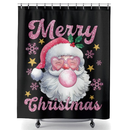Merry Christmas, Christmas Vingtage, Preppy Santa Shower Curtains