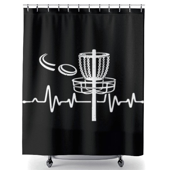 Disc Golfer Disc Golfing - Disc Golf Heartbeat Shower Curtains