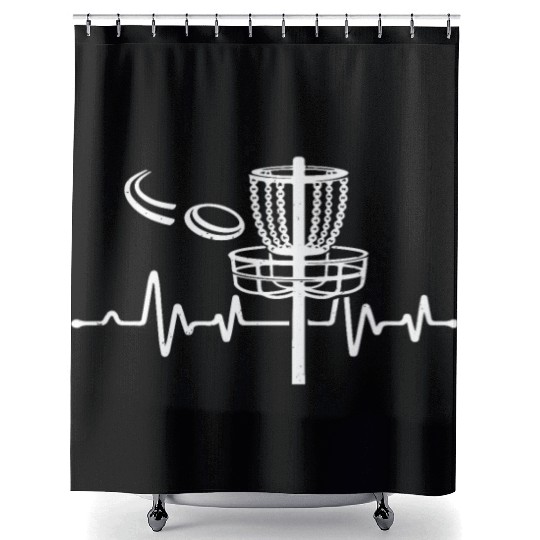 Disc Golfer Disc Golfing - Disc Golf Heartbeat Shower Curtains