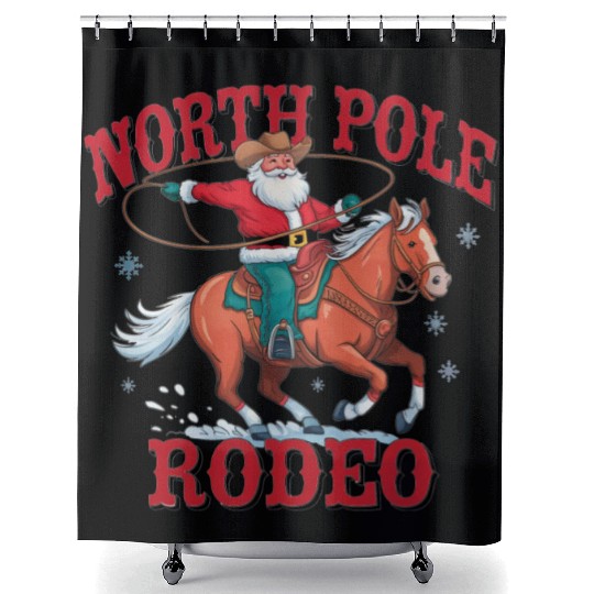 Cowboy Santa Horseback Santa Claus Horse Christmas Shower Curtains
