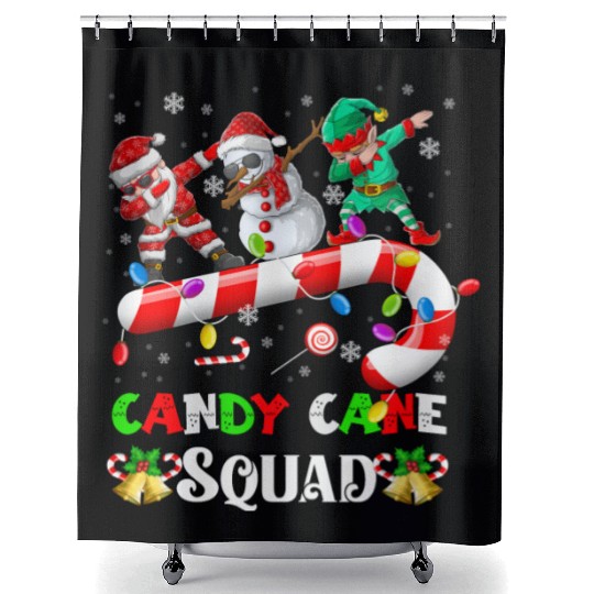 Dabbing Santa Elf Snowman Candy Cane Christmas Shower Curtains