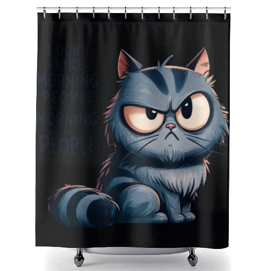 Anti-Morning Grumpy Cat Shower Curtains