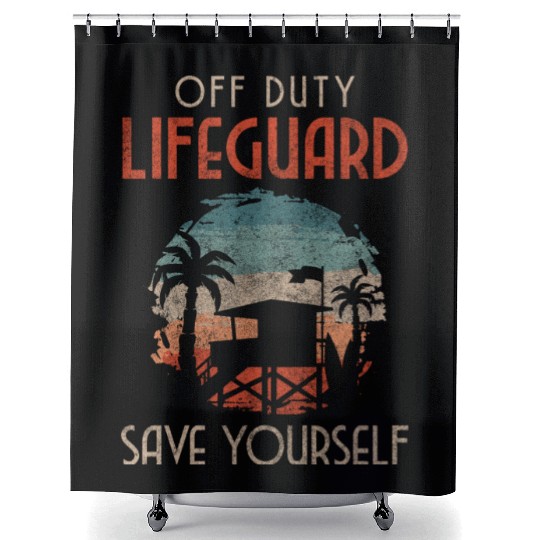 Lifeguard Edge Of The Pool Swimming Job Shower Curtains