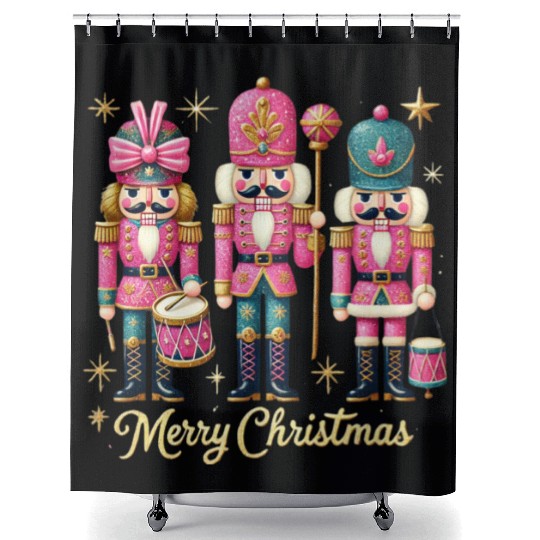 Glitter Nutcracker Friends, Merry Christmas Shower Curtains