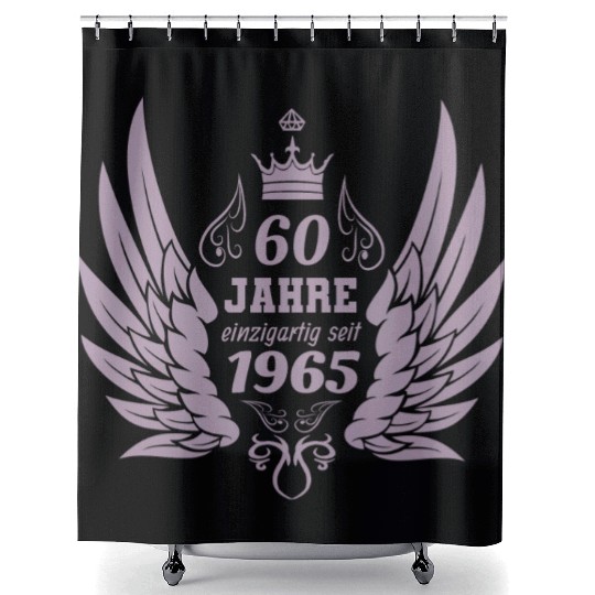 60 years unique since 1965 angel wings Shower Curtains