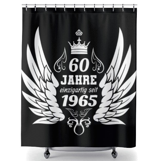 60 years unique since 1965 angel wings Shower Curtains