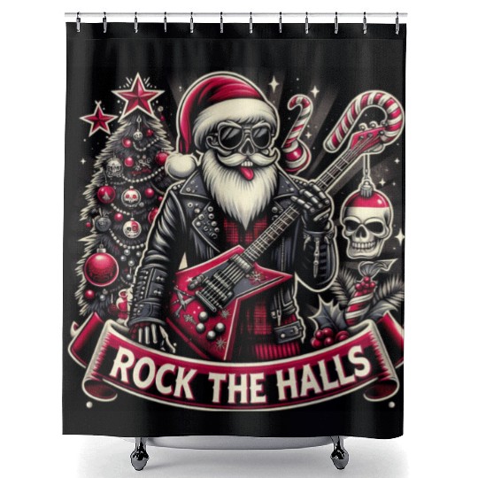 Rocker father xmas Shower Curtains