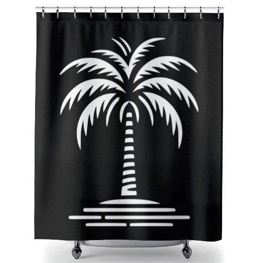 Minimalistic Vector Palm Tree path7 Shower Curtains