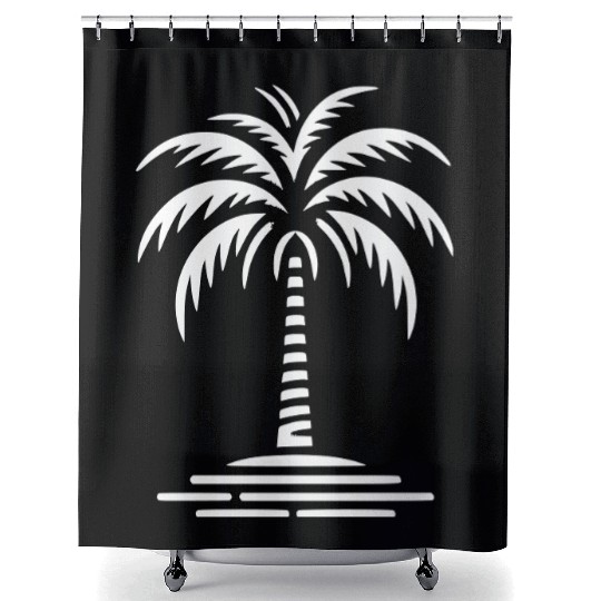Minimalistic Vector Palm Tree path7 Shower Curtains