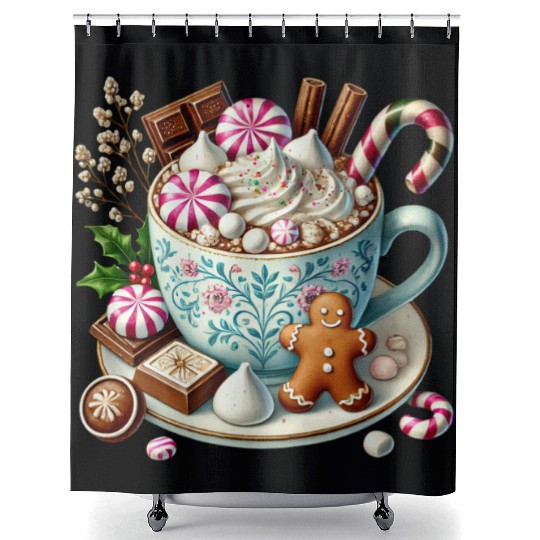 Christmas ice cream, Coquette Chistmas Shower Curtains