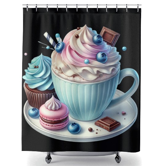 Christmas ice cream, Coquette Chistmas Shower Curtains