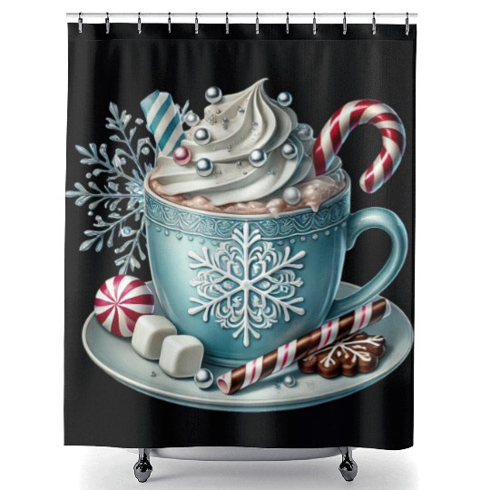 Christmas ice cream, Coquette Chistmas Shower Curtains