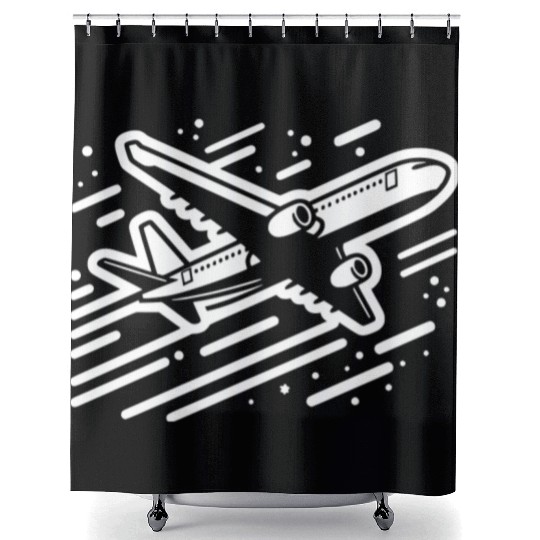 Minimalistic Vector Passenger Aircraft path32 Shower Curtains