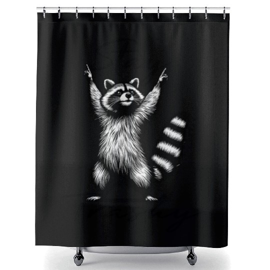 Stay Trashy Raccoon squad Shower Curtains