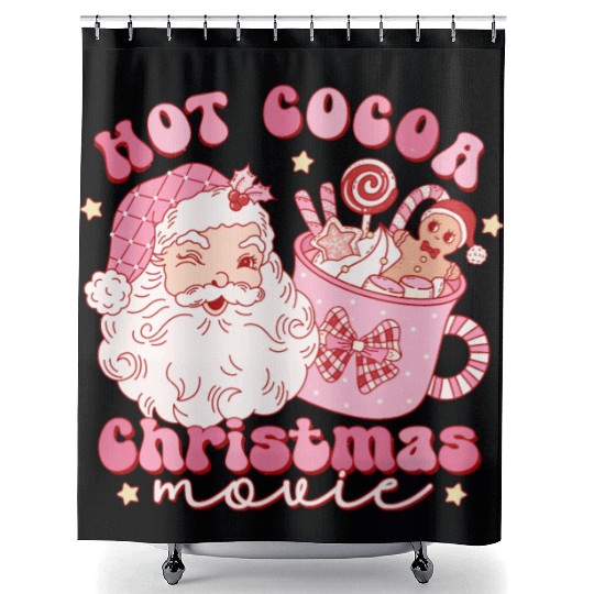 Hot cocoa Christmas movie Shower Curtains