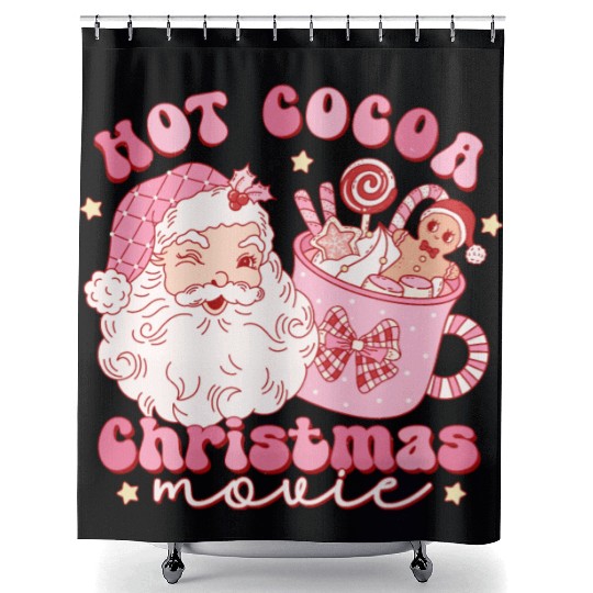Hot cocoa Christmas movie Shower Curtains