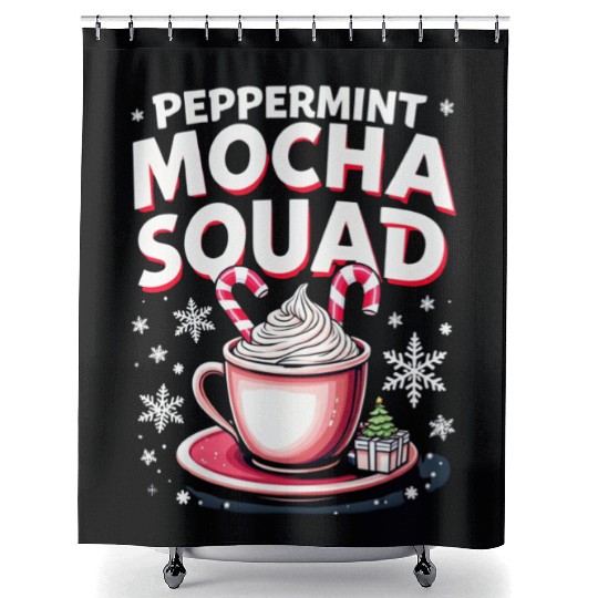 Peppermint Mocha Squad Shower Curtains
