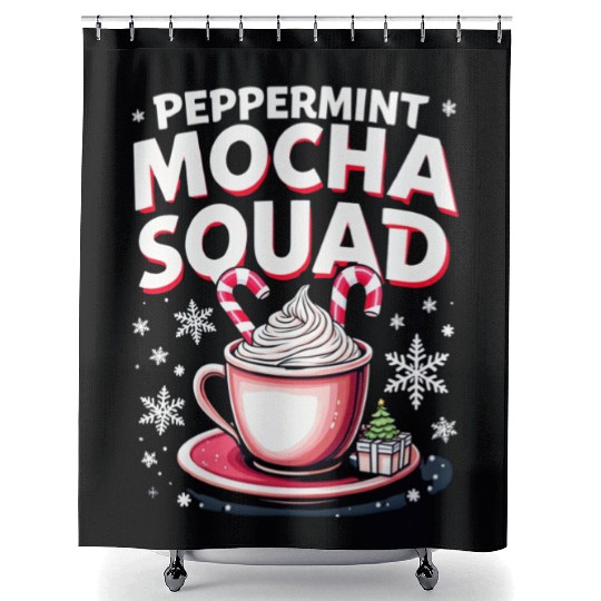 Peppermint Mocha Squad Shower Curtains