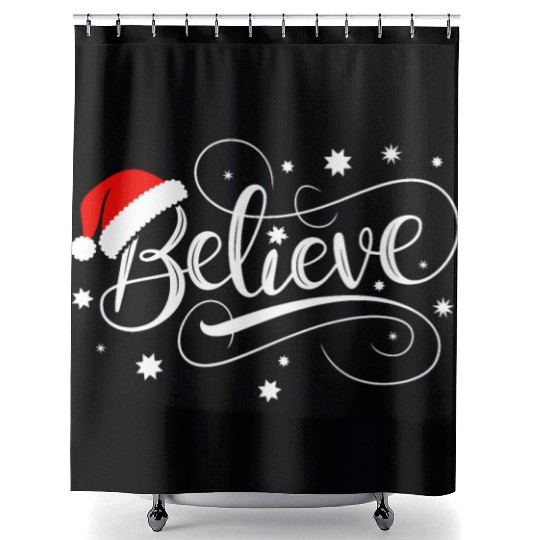 Believe in Santa Claus, Funny Christmas Merry Xmas Shower Curtains