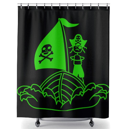 Pirate Ship Child Captain Bad Buccaneer Boy Waves Shower Curtains