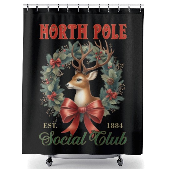 North Pole Soociial Clubb Shower Curtains