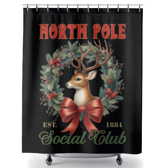 North Pole Soociial Clubb Shower Curtains
