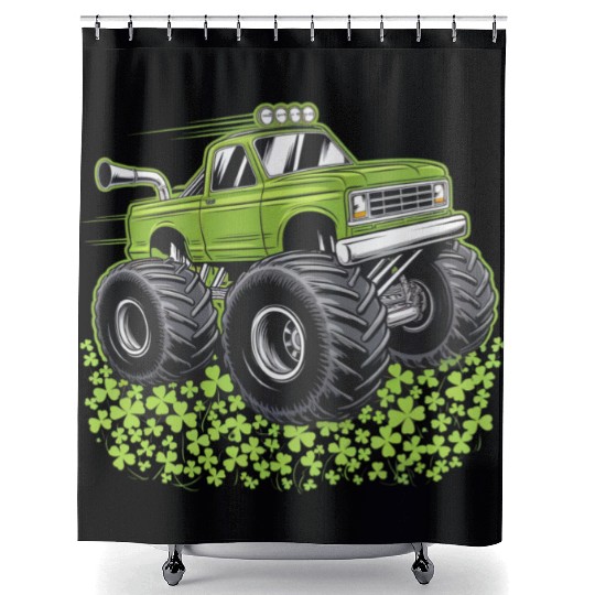 Boys St Patricks Day Toddler Lucky Monster Truck Shower Curtains