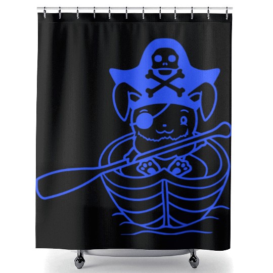 Rabbit Pirate Paddle Bunny Buccaneer Rowboat Comic Shower Curtains