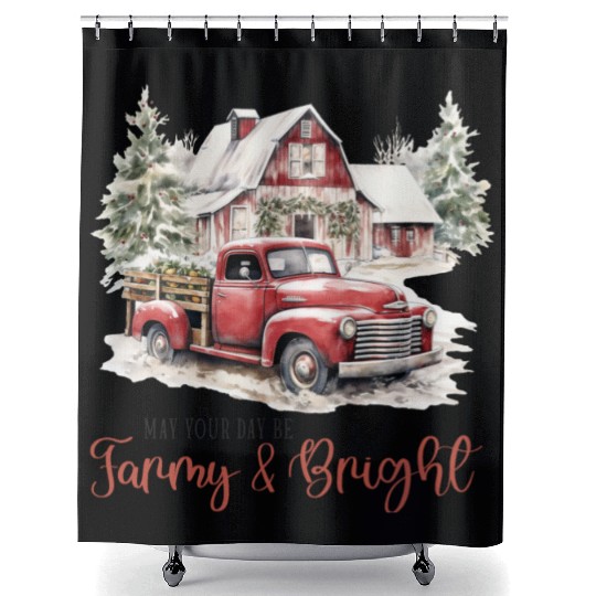 Christmas Farm, Merry Christmas Shower Curtains