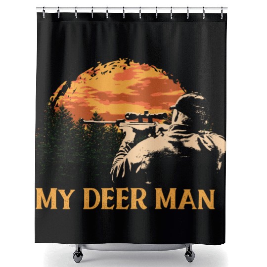 My DEER Man Hunting Couples Hunter Lovers Elk Trap Shower Curtains