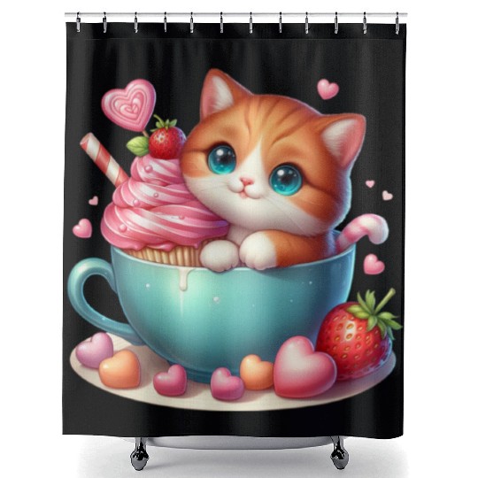 Valentines Day, Valentine Retro Shower Curtains