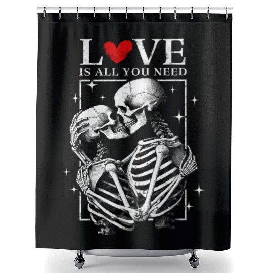 Love is all you need white Shower Curtains
