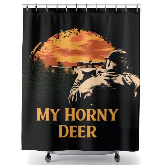 My Horny Deer Hunting Wildlife Hunter Outdoor Elk Shower Curtains