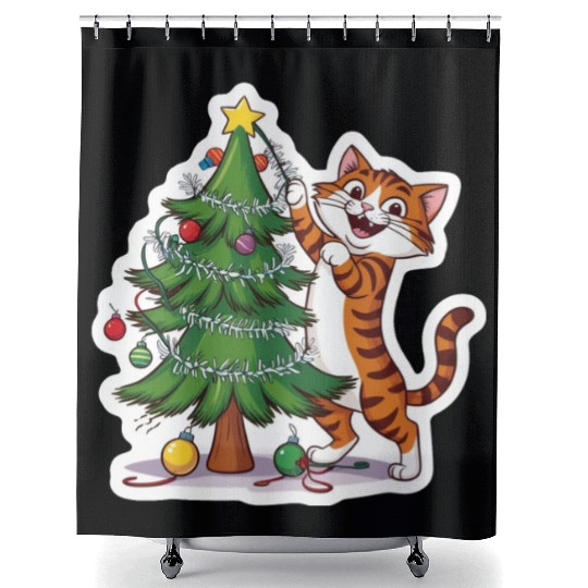 Climbing the Christmas Spirit Shower Curtains