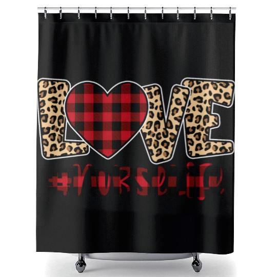 Valentine Retro, Happy Valentines Day Shower Curtains