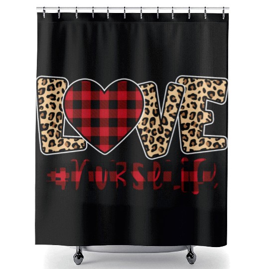 Valentine Retro, Happy Valentines Day Shower Curtains