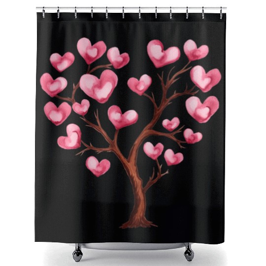Heart Tree, Valentines Day Shower Curtains