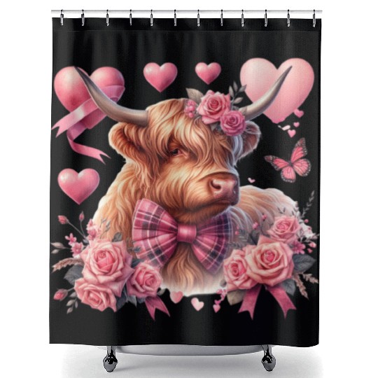 Valentines Retro, Valentine Day Shower Curtains