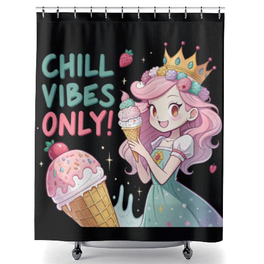 Kawaii Ice Cream Queen: Sweet Summer Vibes D83C DF66 Shower Curtains