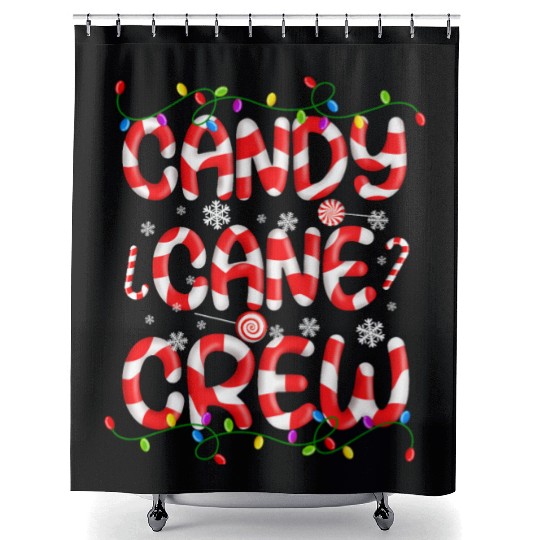 Candy Cane Crew Christmas Lights Funny Xmas Party Shower Curtains