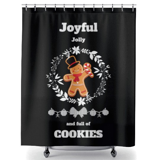 Joyful jolly and full of cookies Shower Curtains